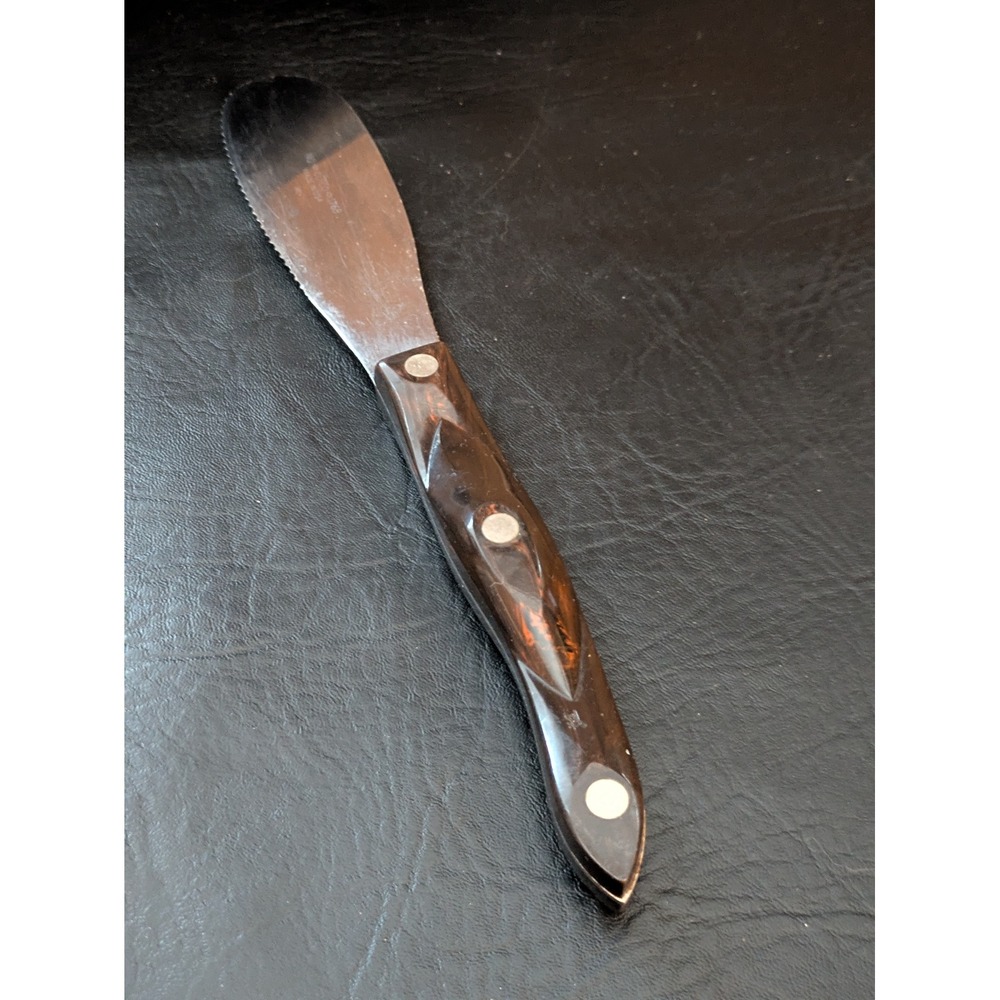 Cutco 1768 Spreader Spatula Serrated Knife Brown Marbled Handle USA - Picture 4 of 5